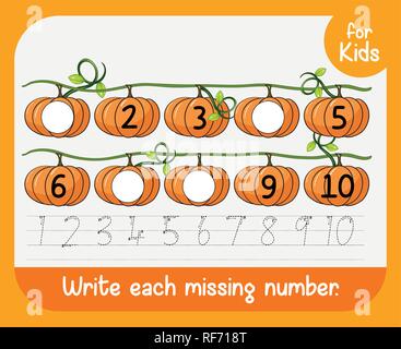 Write missing number worksheet illustration Stock Vector Image & Art