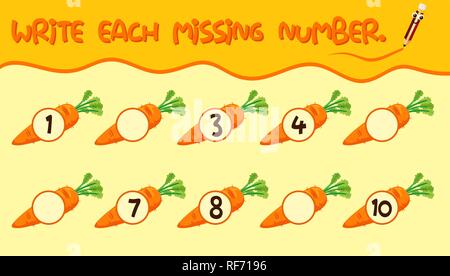 Write math number worksheet illustration Stock Vector