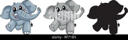 Set of happy elephant illustration Stock Vector