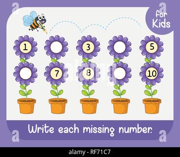 Write each missing number illustration Stock Vector