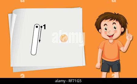Number five tracing alphabet worksheets illustration Stock Vector