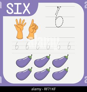 Math writing practise number six illustration Stock Vector Image & Art ...