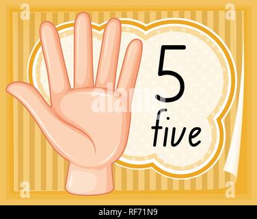 Number five hand gesture illustration Stock Vector