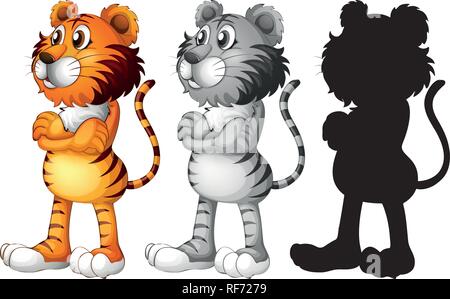 Set of tiger character illustration Stock Vector