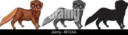 Set of weasel character illustration Stock Vector