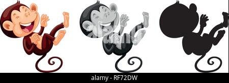 Set of laughing monkey character illustration Stock Vector
