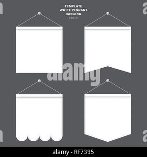 Set of template White pennant hanging on a wall. Advertising canvas outdoor banners mock up. Vector illustration Stock Vector