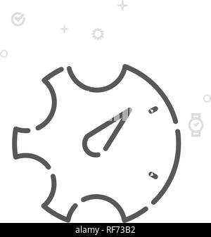 Time Management Vector Line Icon. Gear, Time Settings Symbol, Pictogram, Sign. Light Abstract Geometric Background. Editable Stroke. Adjust Line Weigh Stock Vector