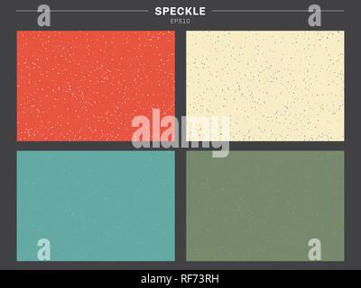 Set of retro color tone background speckle pattern texture. Dirty specks grit rough sand vintage style. Grunge effect. Vector illustration Stock Vector