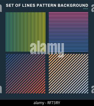 Set of colorful lines pattern background and texture. Minimal covers design and cool halftone gradients. Vector illustration Stock Vector