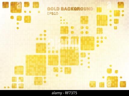 Abstract white geometric on shiny golden square mosaic pattern background and texture luxury style. Vector illustration Stock Vector