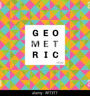 Abstract geometric colorful mosaic pattern background. triangles and square bright color. Vector illustration Stock Vector