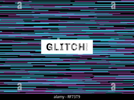 Abstract blue and purple digital glitch art on dark background texture. Vector illustration Stock Vector