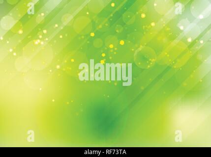 Abstract green nature bokeh blurred background with lens flare and lighting. Vector illustration Stock Vector