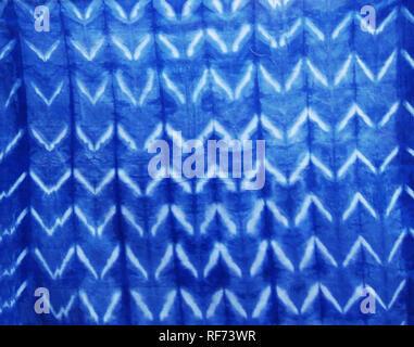 Tie batik dyeing natural colors Mauhom or indigo color on fabric background Indigenous and wisdom knowledge of thai people at Sakom nakorn and Phrae,  Stock Photo