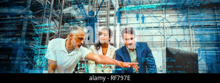 Composite image of people icons and binary codes Stock Photo