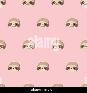 Pattern with cute cartoon sloths. Stock Vector