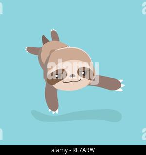 cute sloth on pastel background. Stock Vector
