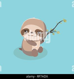 cute sloth on pastel background. Stock Vector