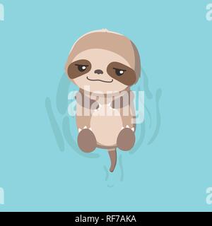 cute sloth on pastel background. Stock Vector
