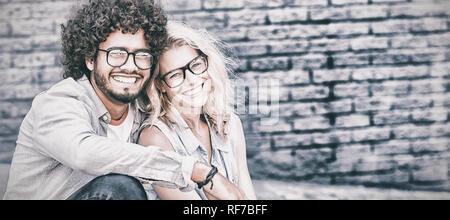 Portrait of young couple in spectacles Stock Photo