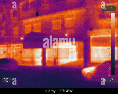 Thermal picture of building in winter Stock Photo