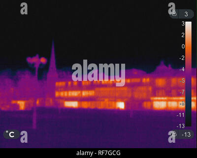 Thermal picture of building in winter Stock Photo