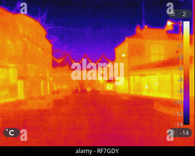 Thermal picture of building in winter Stock Photo