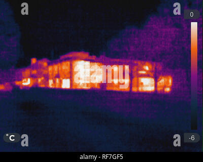 Thermal picture of building in winter Stock Photo