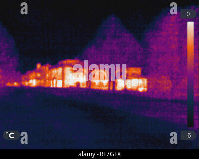 Thermal picture of building in winter Stock Photo