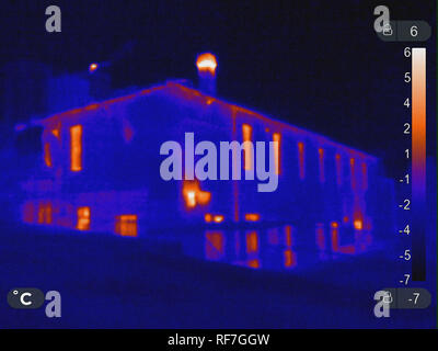 Thermal picture of building in winter Stock Photo