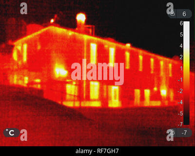 Thermal picture of building in winter Stock Photo