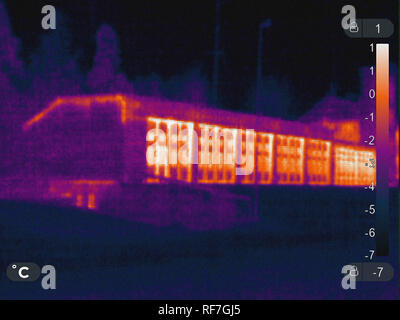 Thermal picture of building in winter Stock Photo