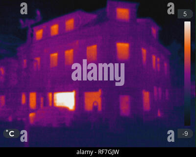 Thermal picture of building in winter Stock Photo