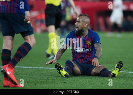 Sevilla, Spain. 23rd Jan, 2019. Vidal of FC Barcelona during the Copa del Rey match between Sevilla FC v FC Barcelona at the Ramon Sanchez Pizjuan Stadium on January 23, 2019 in Sevilla, Spain Credit: Javier Montaño/Pacific Press/Alamy Live News Stock Photo