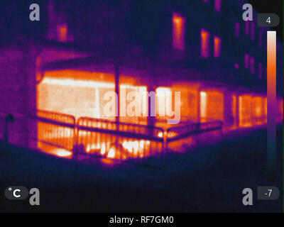 Thermal picture of building in winter Stock Photo