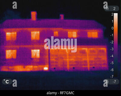 Thermal picture of building in winter Stock Photo