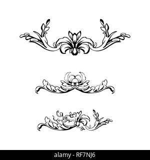 Flourish Page Divider. Decorative Scroll Page Border. Swirls, Curls. Book  Decor. Filigree Ornamental Frame. Vector. Stock Vector - Illustration of  abstract, invitation: 117263214