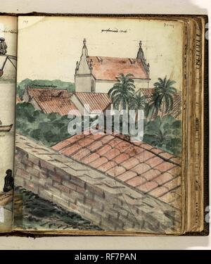 View over Galle. Draughtsman: Jan Brandes. Dating: 31-Dec-1785 - 14-Feb-1786. Place: Galle. Measurements: h 195 mm × w 465 mm. Museum: Rijksmuseum, Amsterdam. Stock Photo