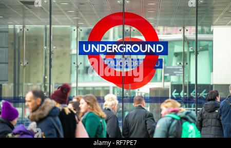 Newly refurbished entrance to Victoria Underground tube station with glass walls in central London UK Stock Photo