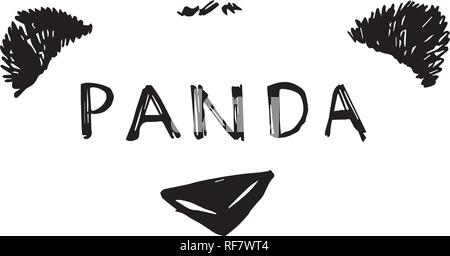 Hand drawn panda. Vector illustration isolated on white. Panda Logo Design Inspiration. Stock Vector