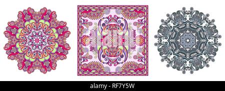 set of circle lace and bandanna design Stock Vector