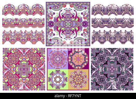 set of circle lace and bandanna design Stock Vector