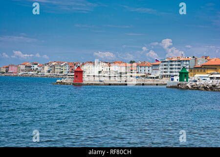 Piran, Slovenia. Image of the Port of Old Slovenian town Piran. Port of Piran in Slovenia - Image Stock Photo