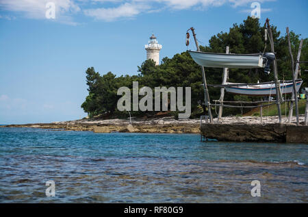 Savudrija a small bathing resort is known in Croatia at the northwest point of the peninsula Istrien also by his hanging boats., Savudrija ist ein kle Stock Photo