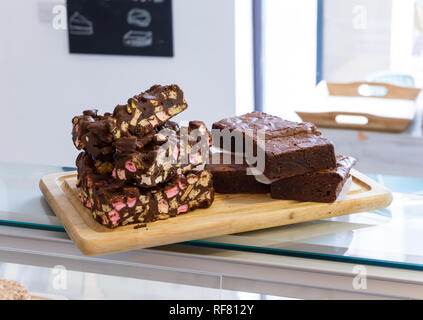 Chocolate and Rocky Road Brownies Stock Photo