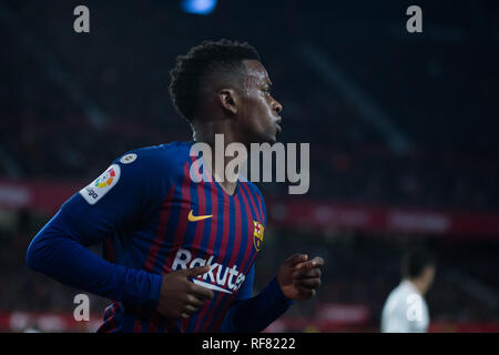 Sevilla, Spain. 23rd Jan, 2019. Semedo of FC Barcelona during the Copa del Rey match between Sevilla FC v FC Barcelona at the Ramon Sanchez Pizjuan Stadium on January 23, 2019 in Sevilla, Spain Credit: Javier Montaño/Pacific Press/Alamy Live News Stock Photo