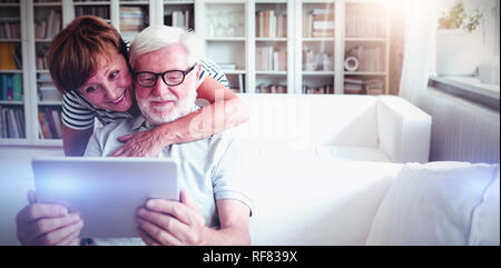 Senior couple using digital tablet Stock Photo