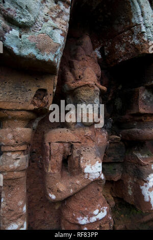 Carving detail on a Hindu temple ruin at My Son, near Hoi An, Vietnam. Stock Photo