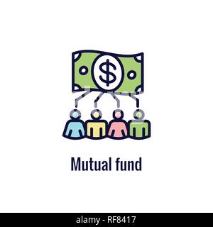 Retirement Account & Savings Icon Set - Mutual Fund, Roth IRA, etc Stock Vector